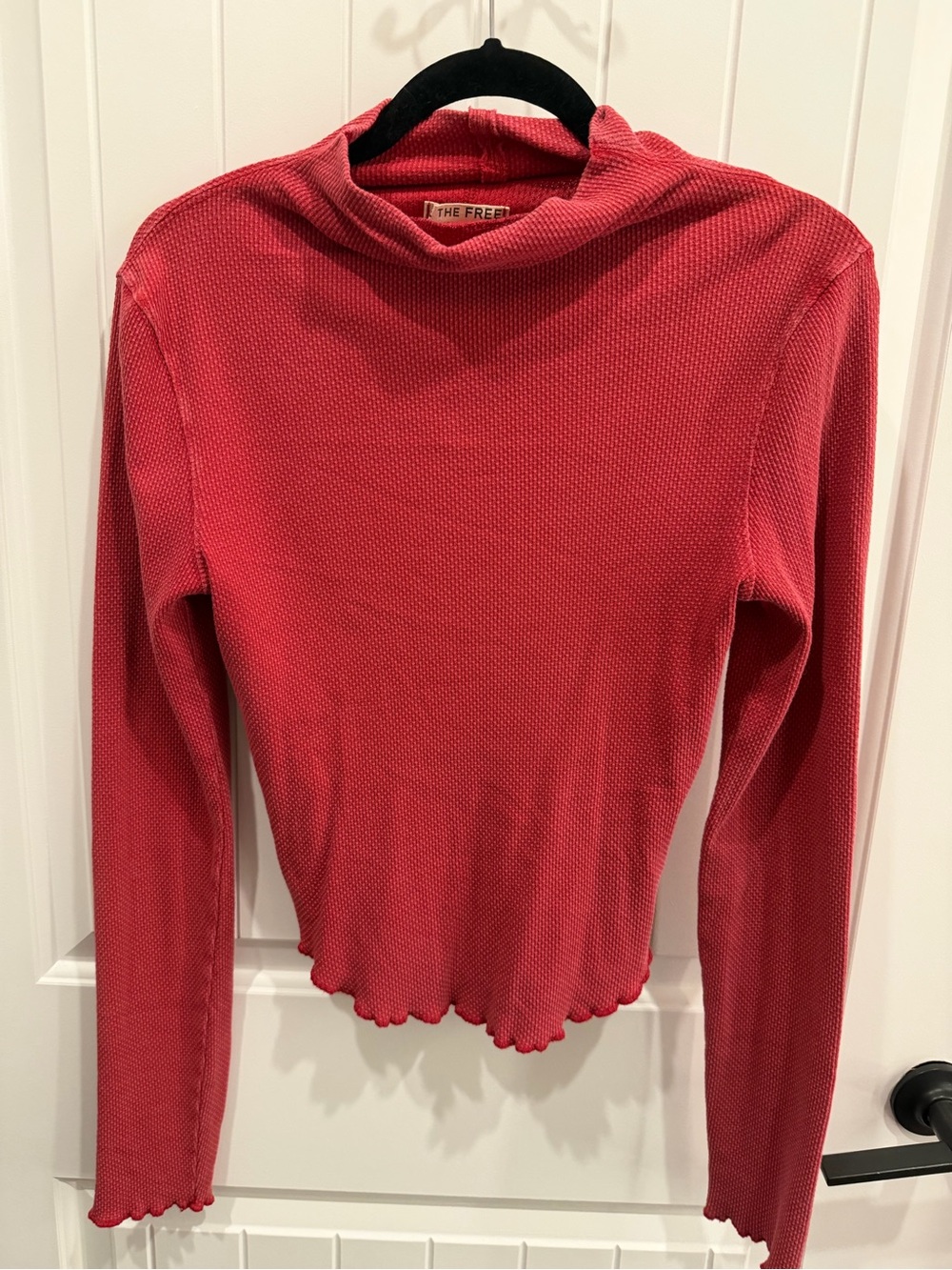 We The Free Free People Red Thermal Mock Neck Long Sleeve Top – Size M
